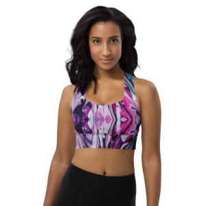 T93 Longline Sports Bra Abstract Paint