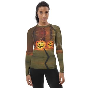 B09 Women's Rash Guard Halloween Pumpkin